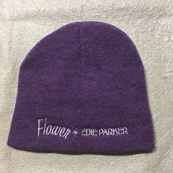 Flower by Edie Parker Knit Beanie Hat, Unisex, Purple, OSFA, Brand New - Picture 1 of 3